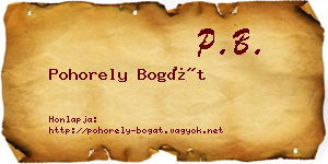 Pohorely Bogát névjegykártya
